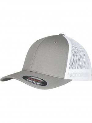 Шапка с козирка в сиво и бяло Flexfit Trucker Recycled Mesh  Шапка с козирка в сиво и бяло Flexfit Trucker Recycled Mesh