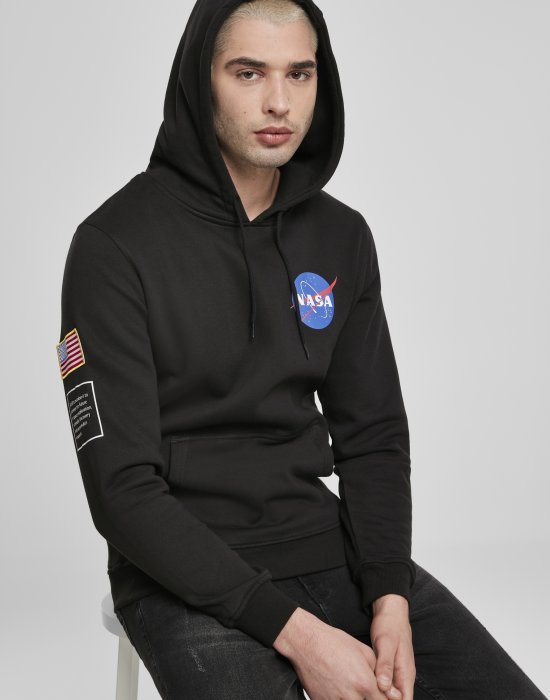 Мъжки черен суичър Mister Tee NASA Insignia Flag, Mister Tee, Суичъри - Complex.bg