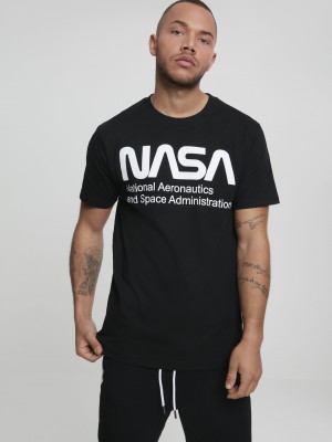 Мъжка черна тениска Mister Tee NASA Wormlogo