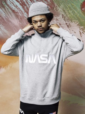 Мъжка сива блуза Mister Tee NASA Wormlogo