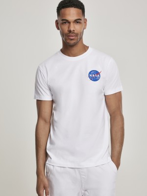 Мъжка бяла тениска Mister Tee NASA Logo Embroidery