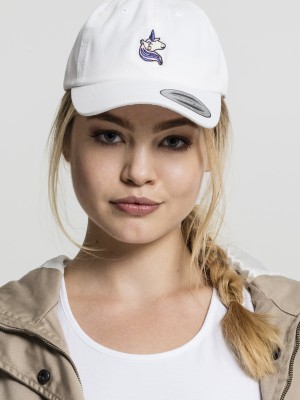 Дамска шапка с козирка Mister Tee Unicorn в бяло Дамска шапка с козирка Mister Tee Unicorn в бяло