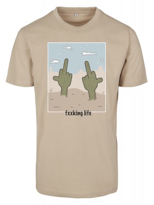 Мъжка тениска Mister Tee Fucking Life в пясъчен цвят