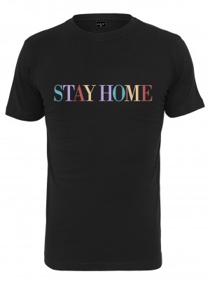 Тениска Mister Tee Stay Home в черен цвят