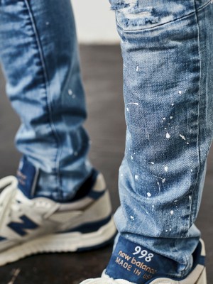 Мъжки дънки в светлосиньо C&S, модел Paneled Denim light blue/white