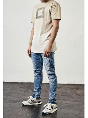 Мъжки дънки в светлосиньо C&S, модел Paneled Denim light blue/white