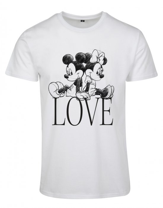 Дамска тениска Merchcode Minnie Loves Mickey в бял цвят, MERCHCODE, Тениски - Complex.bg