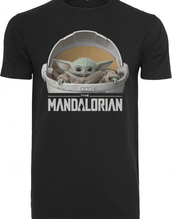 Мъжка тениска Merchcode Baby Yoda Mandalorian Logo в черен цвят, MERCHCODE, Тениски - Complex.bg