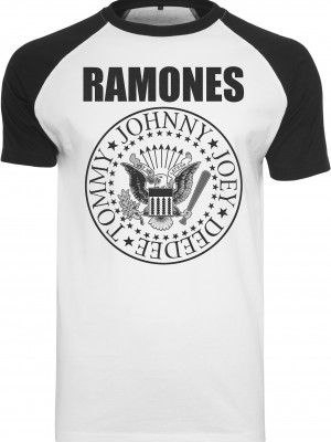 Мъжка тениска MERCHCODE Ramones Circle в бяло и черно