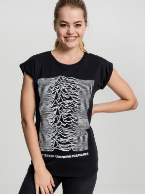 Дамска черна тениска MERCHCODE Joy Divison UP