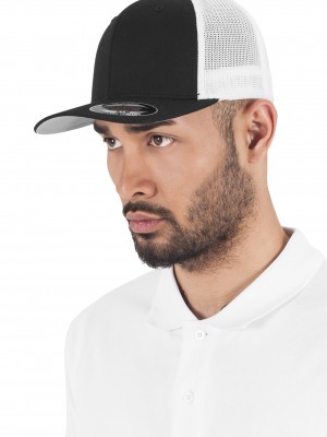 Шапка с козирка в черно и бяло Flexfit Mesh Trucker  Шапка с козирка в черно и бяло Flexfit Mesh Trucker