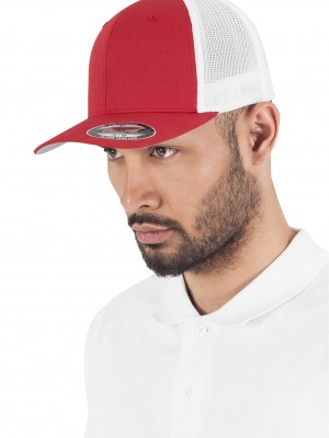 Шапка с козирка в червено и бяло Flexfit Mesh Trucker Шапка с козирка в червено и бяло Flexfit Mesh Trucker
