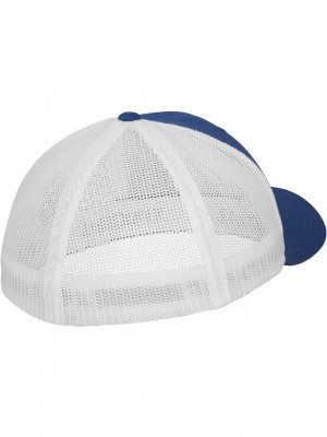 Шапка с козирка в синьо и бяло Flexfit Mesh Trucker