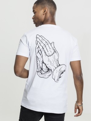 Мъжка тениска Mister Tee Pray Hands в бял цвят