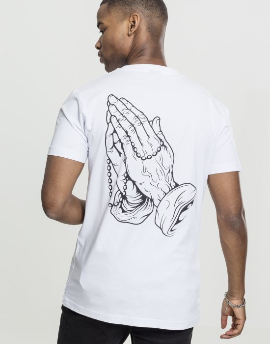 Мъжка тениска Mister Tee Pray Hands в бял цвят, Mister Tee, Тениски - Complex.bg