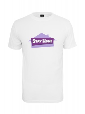 Мъжка тениска Mister Tee Stay Home в бяло