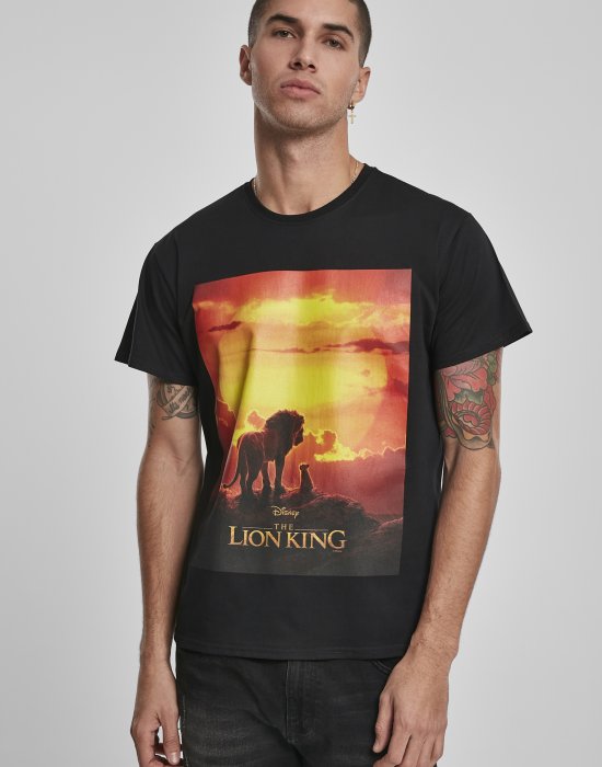 Мъжка тениска MERCHCODE Lion King Sunset в черен цвят, MERCHCODE, Тениски - Complex.bg