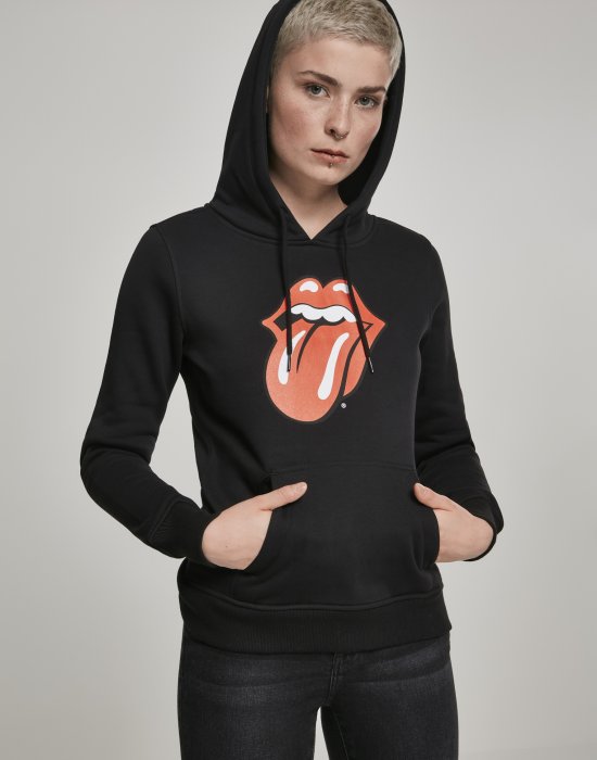 Дамски черен суичър MERCHCODE Rolling Stones Tongue, MERCHCODE, Суичъри - Complex.bg