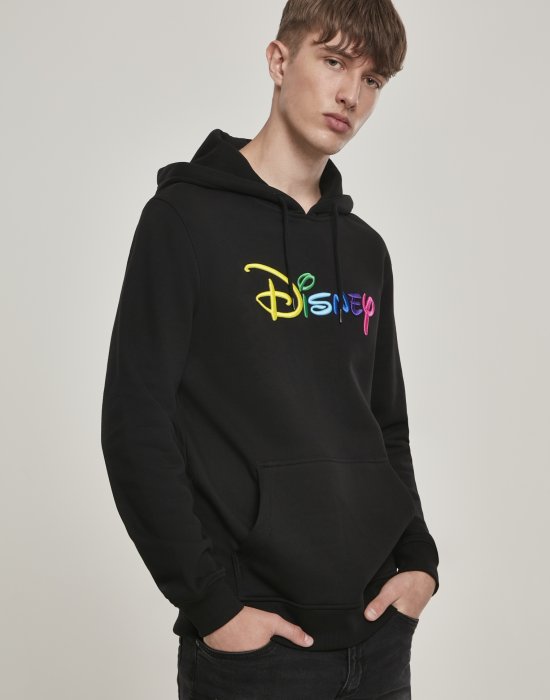 Мъжки черен суичър MERCHCODE Disney Rainbow Logo EMB, MERCHCODE, Суичъри - Complex.bg