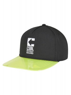 Шапка с козирка в черно и зелено C&S CSBL Critically Acclaimed Cap black/volt