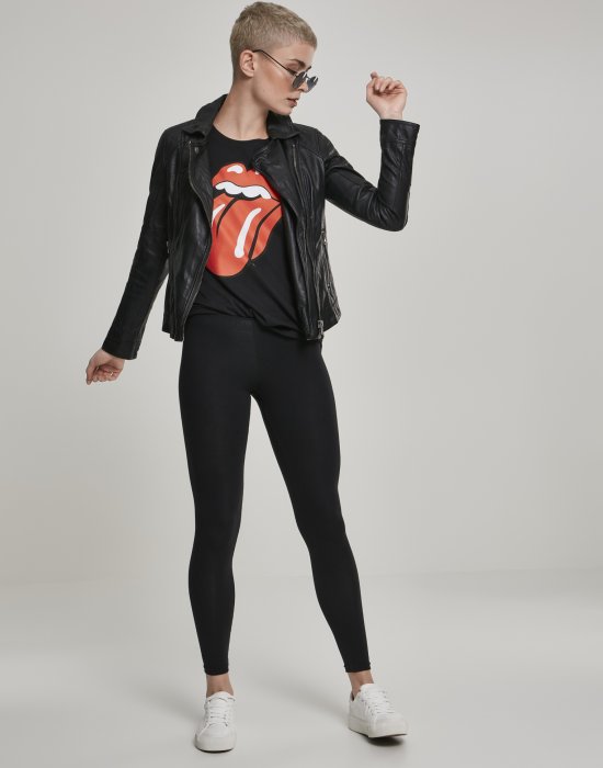 Дамска тениска Merchcode Rolling Stones Tongue в черен цвят, MERCHCODE, Тениски - Complex.bg
