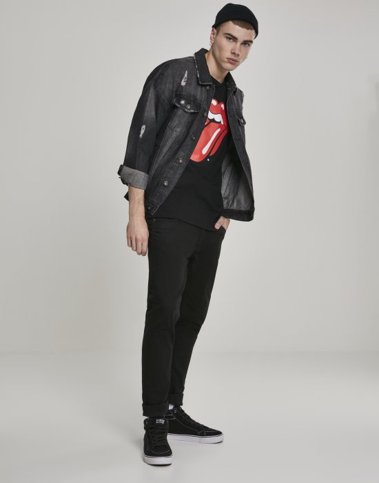 Мъжка тениска Merchcode Rolling Stones Tongue в черен цвят, MERCHCODE, Тениски - Complex.bg