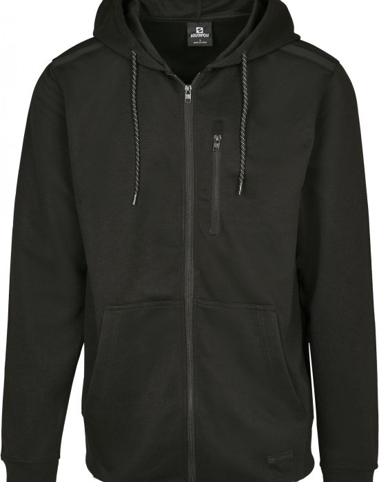 Мъжки суичър с цип SouthPole Taped Tech Fleece в черен цвят, Southpole, Суичъри с цип - Complex.bg