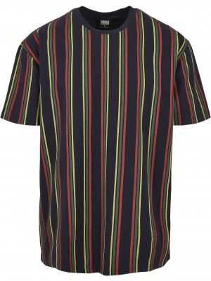 Мъжка тениска на райета в синьо Urban Classics Printed Oversized Retro