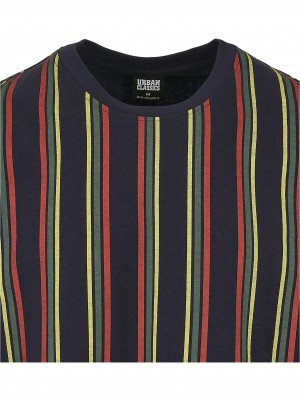 Мъжка тениска на райета в синьо Urban Classics Printed Oversized Retro