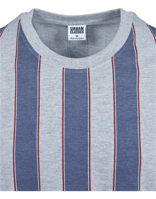 Мъжка тениска на райета в сиво и синьо Urban Classics  Bold Stripe, Urban Classics, Тениски - Complex.bg