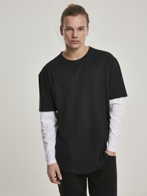 Мъжка тениска с дълги ръкави в черно Urban Classics Double Layer LS