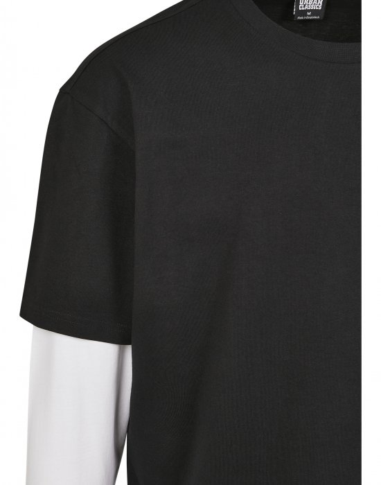 Мъжка тениска с дълги ръкави в черно Urban Classics Double Layer LS, Urban Classics, Тениски - Complex.bg