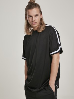 Мъжка тениска в черно Urban Classics Oversized Stripes Mesh