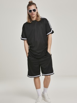 Мъжка тениска в черно Urban Classics Oversized Stripes Mesh