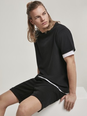 Мъжка двупластова тениска в черно и бяло Urban Classics Full Double Layered 
