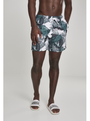 Мъжки бански в бяло с палмови листа Urban Classics Pattern
