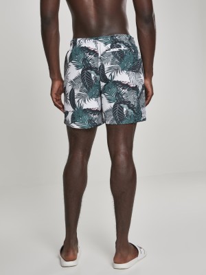 Мъжки бански в бяло с палмови листа Urban Classics Pattern