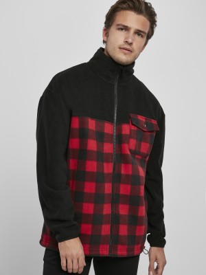 Мъжко яке Urban Classics Polar Fleece в червен и черен цвят