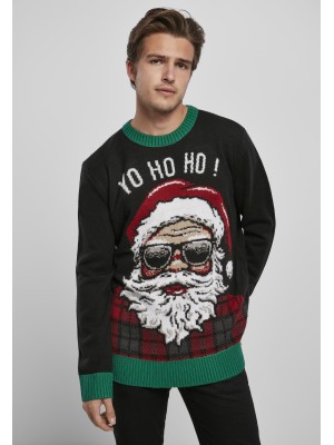 Мъжки коледен пуловер Urban Classics Ho Ho Ho в черен цвят