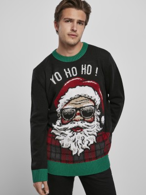 Мъжки коледен пуловер Urban Classics Ho Ho Ho в черен цвят