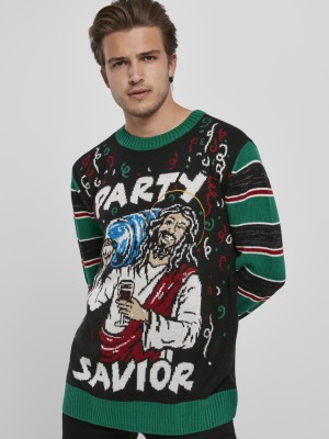 Мъжки коледен пуловер Urban Classics Savior в черен цвят