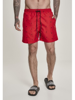 Мъжки бански в червено Urban Classics Embroidery 
