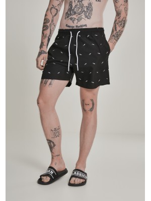 Мъжки бански в черно Urban Classics Embroidery