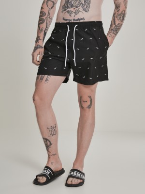 Мъжки бански в черно Urban Classics Embroidery