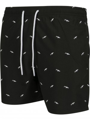 Мъжки бански в черно Urban Classics Embroidery