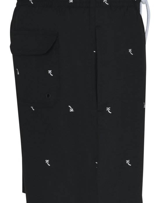 Мъжки бански в черно с бели палми Urban Classics Embroidery, Urban Classics, Къси панталони - Complex.bg