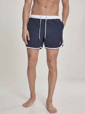 Мъжки бански в тъмносиньо и бяло Urban Classics Retro 