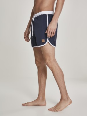 Мъжки бански в тъмносиньо и бяло Urban Classics Retro 