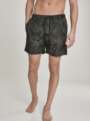 Мъжки бански в цвят маслина Urban Classics Pattern