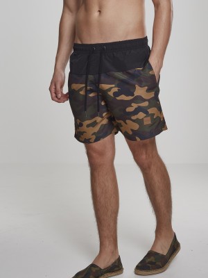 Мъжки бански в черно и камуфлажен цвят Urban Classics Block